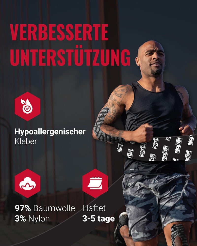 ROCKTAPE شريط كينيسيوجيا غير مقصوص للرجال والنساء من روكتايب - شريط رياضي مرن للعلاج لدعم الكتف والكاحل والمرفق والمعصم ودعائم الساق والركبة - Image 5