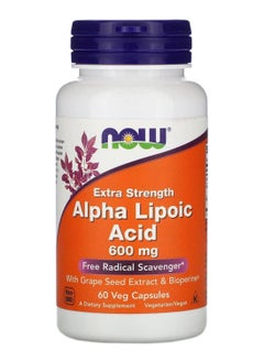 now Alpha Lipoic Acid with Grape Seed Extract and Bioperine 600 MG, 60 Capsules 
