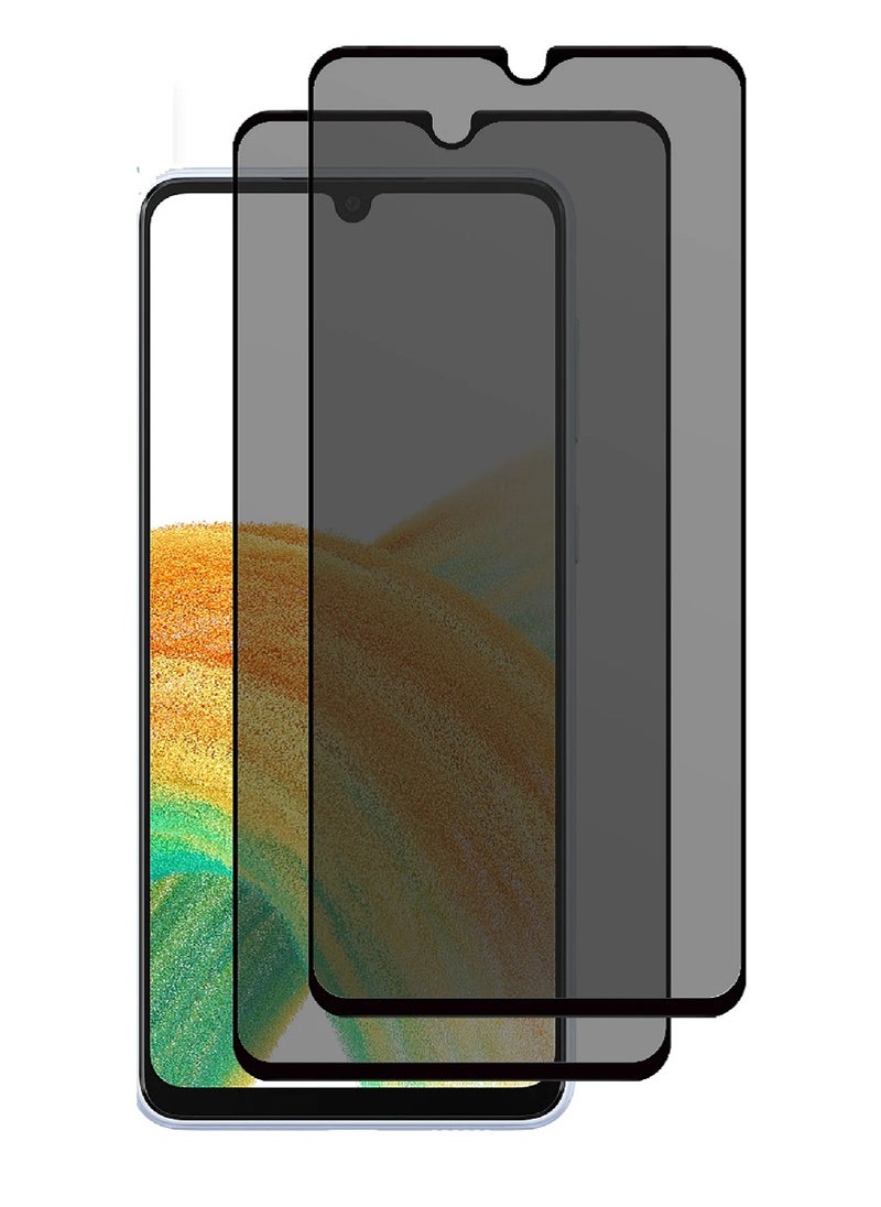 2 Pieces Tempered Glass Screen Protector Anti-Spy Privacy Designed For Samsung Galaxy A33 5G Full Screen Coverage And Bubble Free - Image 1