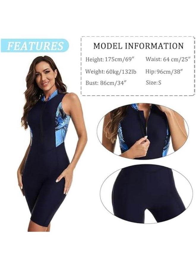 TRASSLE Women One Piece Swimsuit Boyleg Rashguard Tummy Control Front Zip Up Bathing Suit with Boyshorts  - Image 5