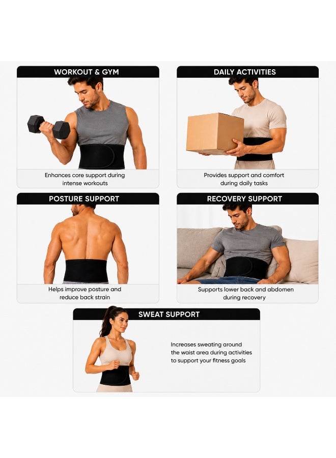 Waist Trimmer Belt for Men & Women – Tummy Control Waist Trainer, Abdomen Fat Burning Sweat Belt, Slimming Compression Waist Shaper, Back Support & Posture Belt for Workout, Gym, Running and Daily Activities - Image 3