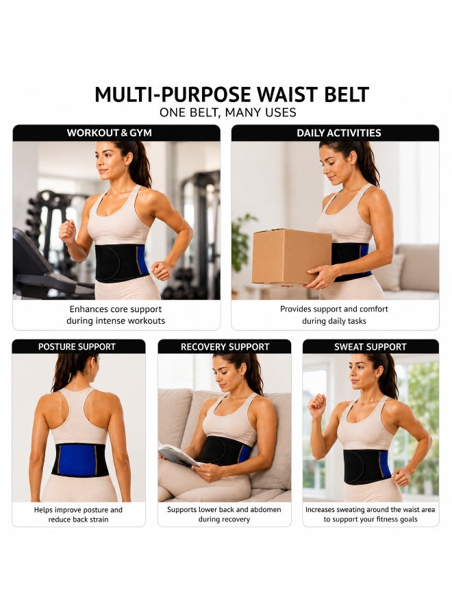 Waist Trimmer Belt for Men & Women – Tummy Control Waist Trainer, Abdomen Fat Burning Sweat Belt, Slimming Compression Waist Shaper, Back Support & Posture Belt for Workout, Gym, Running and Daily Activities - Image 2
