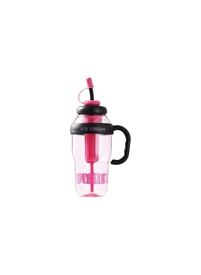 Desselan Plastic Tumbler with Lid & Straw – Reusable Drink Bottle with Handle, Ice Cream Design, Tea Infuser for Hot & Cold Beverages - Image 1