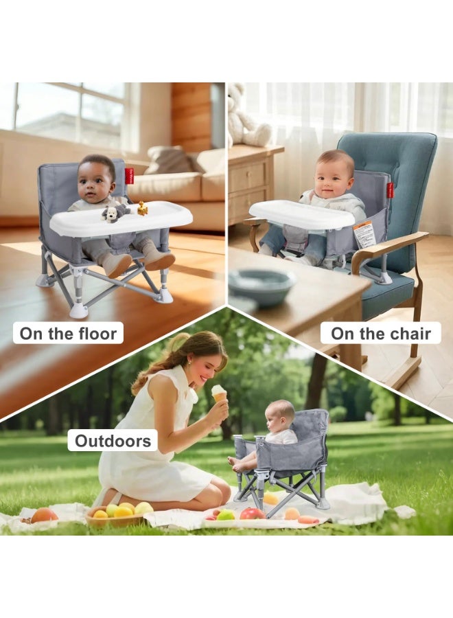 spa luxetique Portable Baby Seat Travel| Compact Fold with Straps for Indoor/Outdoor Use| Great for Camping, Beach, Lawn |Toddlers, Kids, Boys, Girls (Black) - Image 2