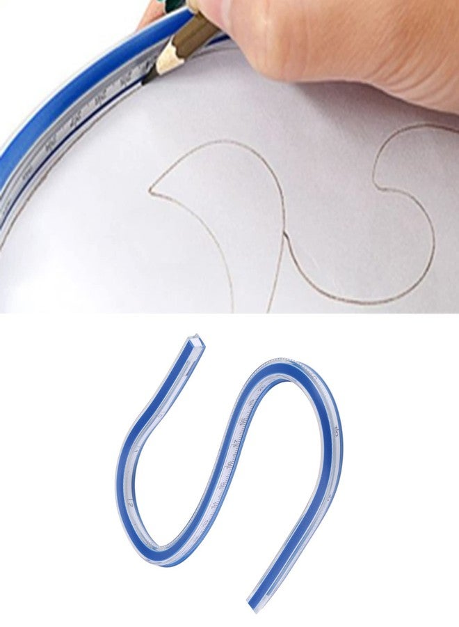Walfront Flexible Curve Ruler Plastic Blue White Curve Flex Design Ruler for Engineering Drawing, Design Graphics, 12 Inch, 24 Inch Optional(12inch) - Image 5