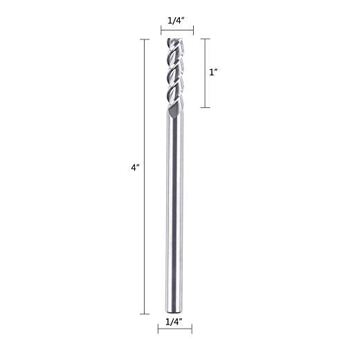 SpeTool 1/4 End Mill for Aluminum 3 Flutes CNC Spiral Router Bit for Aluminum Cut Non-Ferrous Metal Upcut Extra Long 4 inches - Image 3