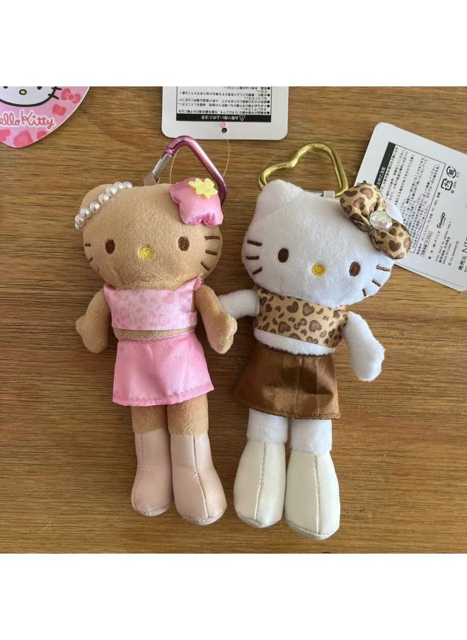 Generic - Leopard Print Black Leather Swimsuit Kitty Love Button Long Legs Small Tail Pendant-Specifications:Pink Skirt Leg Love Buckle Kt - Image 1