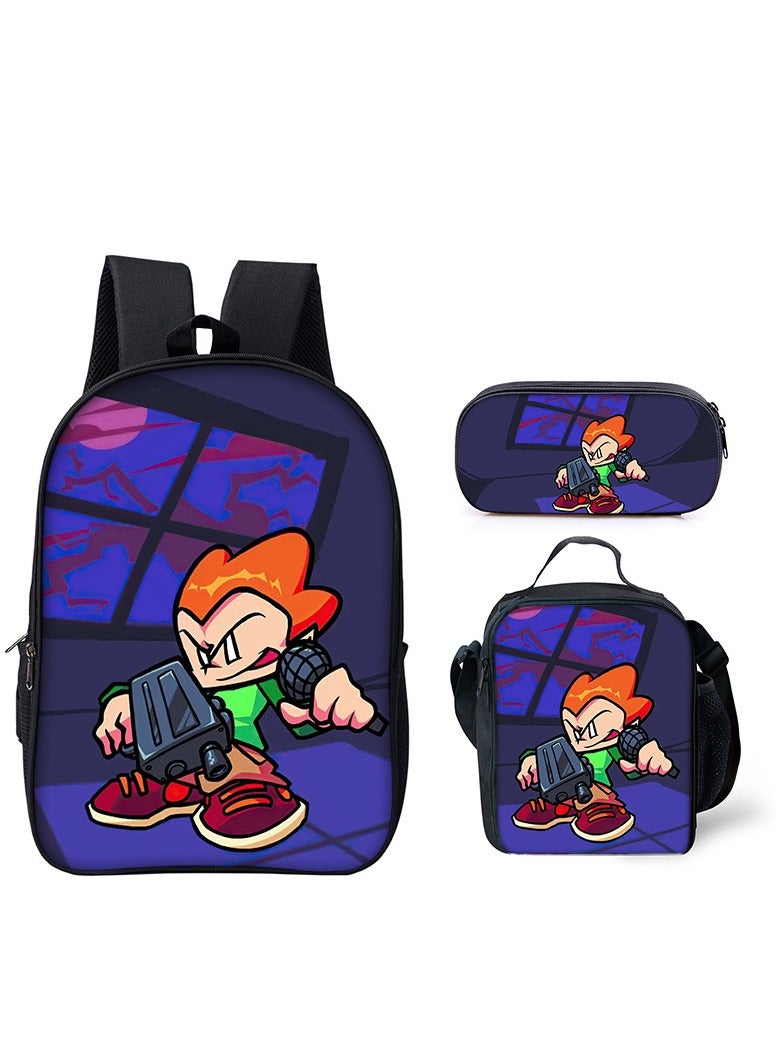 Cartoon Peripheral Pattern Student Backpack Three-piece Printed School Bag