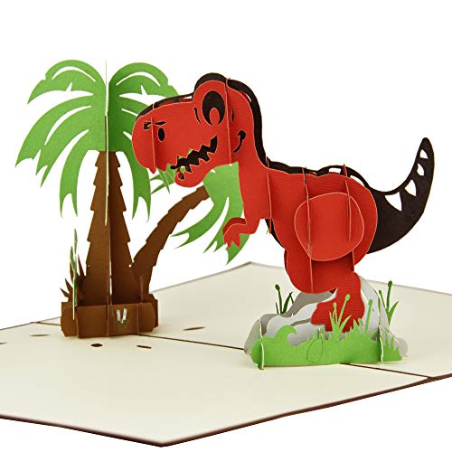 Teabug Cards Dinosaur T-Rex 3D Pop-up Greeting Card Any Occasion Blank Note … - Image 1