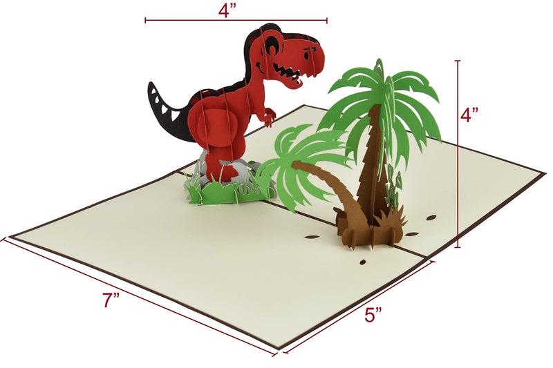 Teabug Cards Dinosaur T-Rex 3D Pop-up Greeting Card Any Occasion Blank Note … - Image 2