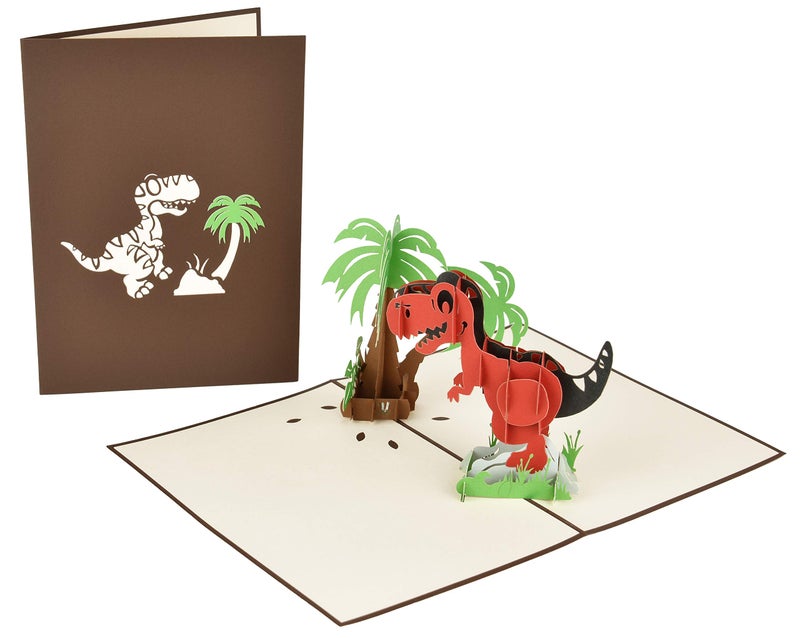 Teabug Cards Dinosaur T-Rex 3D Pop-up Greeting Card Any Occasion Blank Note … - Image 3