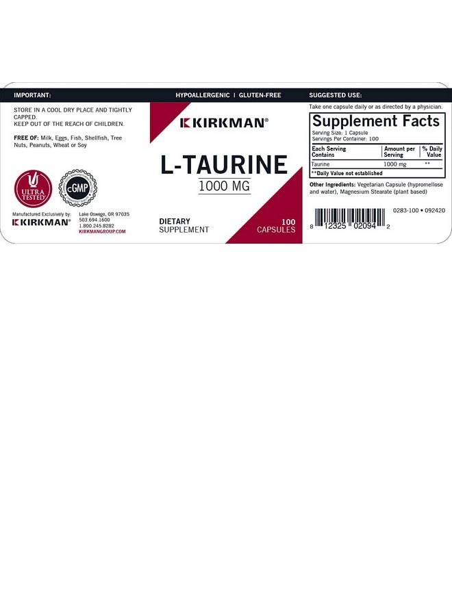 Kirkman L-Taurine 1000 mg - Hypoallergenic - Image 3