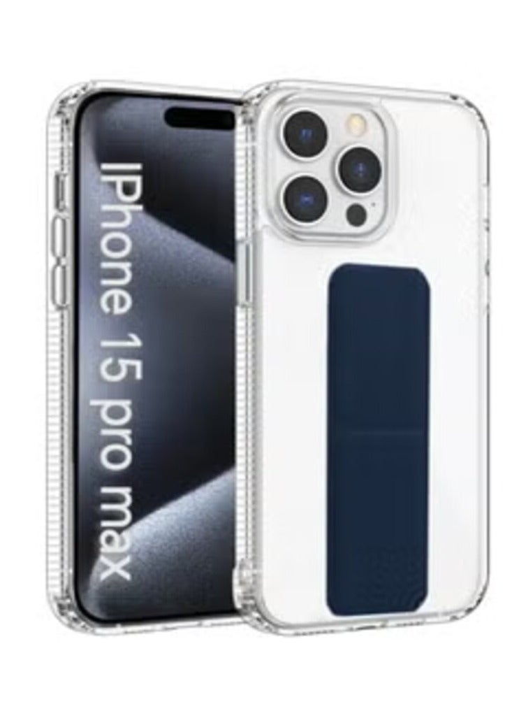 Protective Case for Apple iPhone 15 Pro Max with Built-in Magnetic Grip Transparent/Blue - Image 1