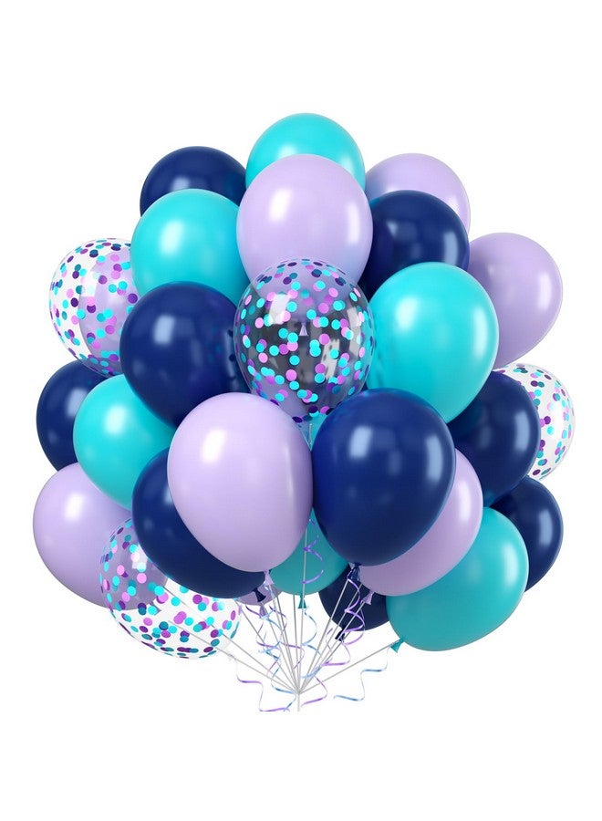 Sowide Purple and Blue Balloons, 60pcs 12 Inch Royal Blue Teal Macaron Purple Confetti Birthday Balloons for Kids Girl Fun Theme Birthday Beach-Inspired Party Supplies Baby Shower Party Decorations - Image 1