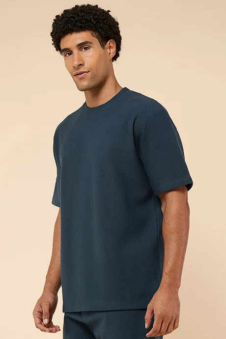 R&b Textured T-Shirt with Crew Neck and Short Sleeves