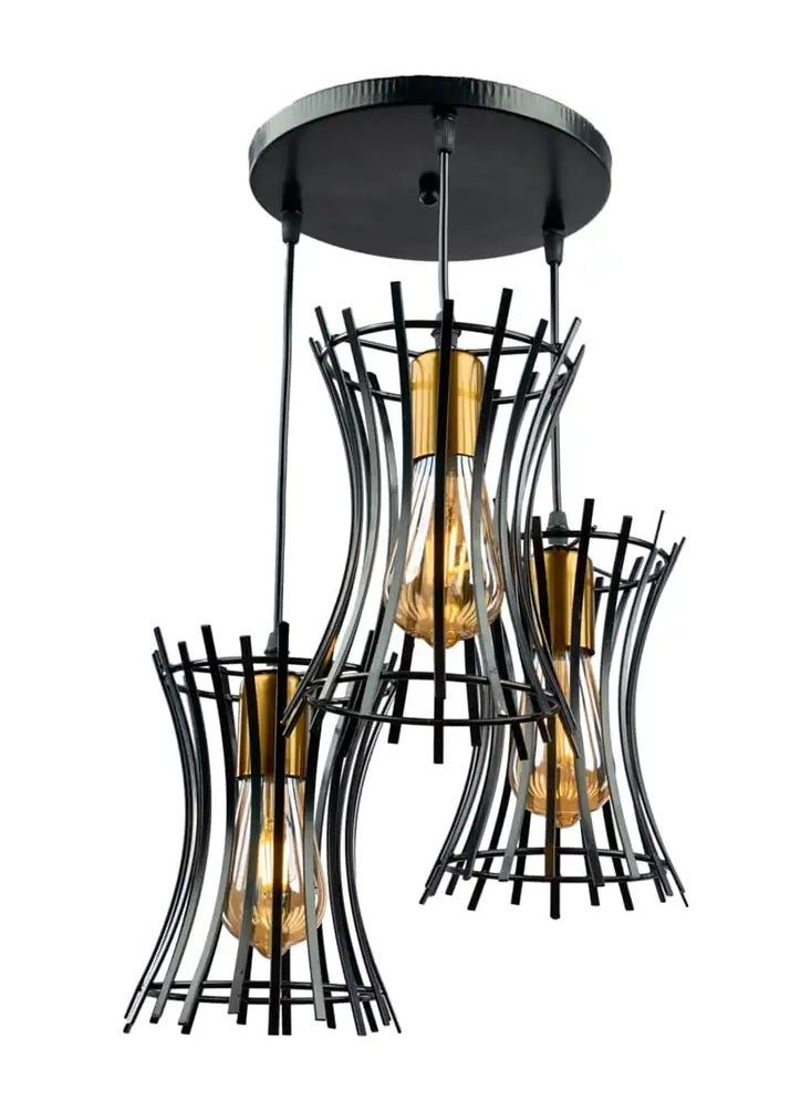 Generic Modern metal ceiling pendant, 25 x 20 cm, 3 lights - black 