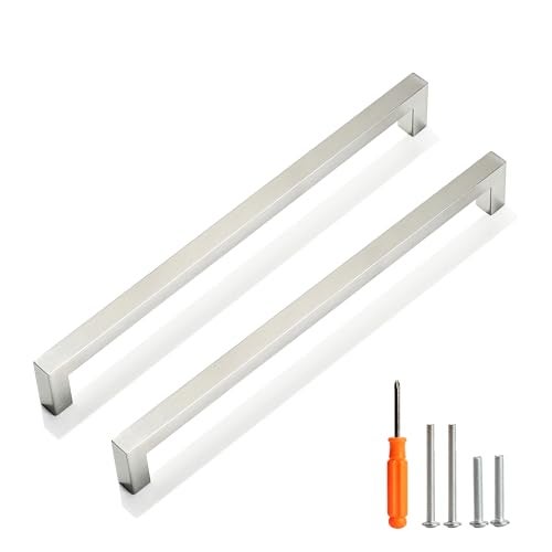 Redunest Cabinet Pulls Brushed Nickel Cabinet Handles Square Drawer Pulls 5 Pack 10 Inch Stainless Steel Kitchen Door Cupboard Cabinet Handles Cabinet Hardware Drawer Handles 256mm Hole Centers - Image 1