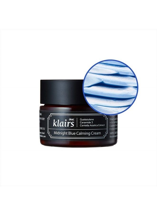 DearKlairs [DearKlairs] Midnight Blue Calming Cream, facial spot cream, Guaiazulene, Centella Asiatica, For troubled and sensitive skin, rapidly calm and soothe sensitivity, night calming spot cream (1.01 Fl Oz  - Image 1