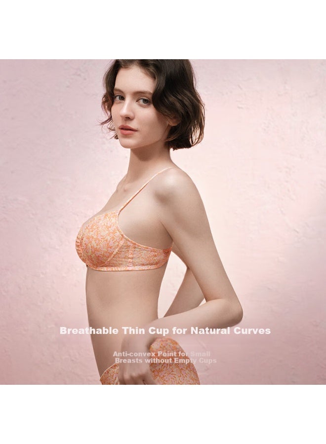 Ubras New Spring Peach Blossom French Low-cut Bra Holiday Backless Bra Women's Dream Orange Low-cut L - Image 3