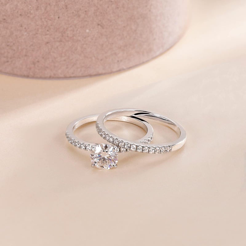 EAMTI 1.2CT 925 Sterling Silver Bridal Ring Sets Round CZ Engagement Promise Rings for Her Wedding Bands for Womenn Size 7 - Image 2