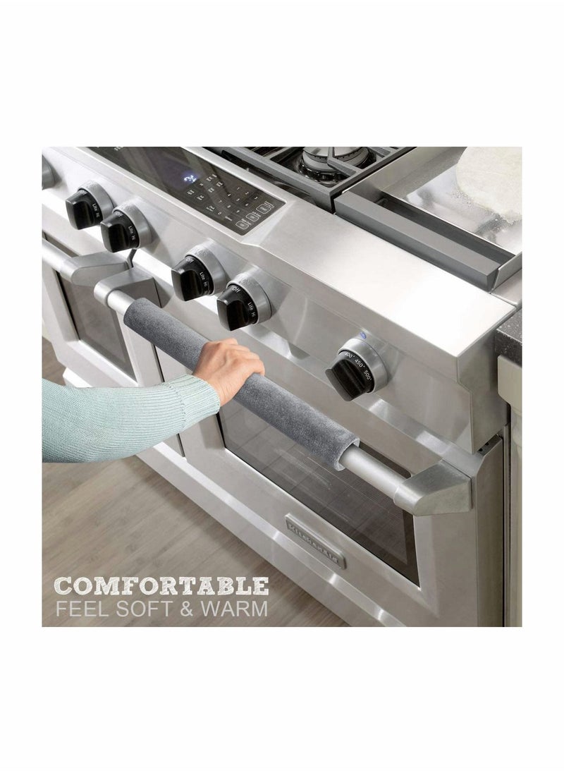 Generic 2 Pcs Refrigerator Door Handle Cover Solid Color Fridge Handles Antiskid Protector Gloves Kitchen Appliance Covers for (Light Grey)  - Image 4
