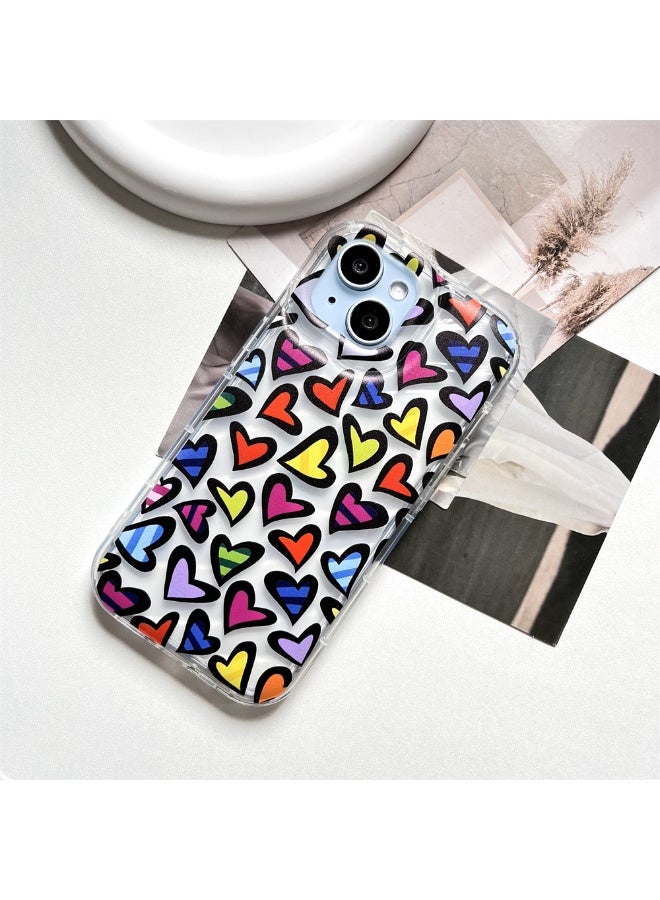NIBEMINENT Colorful Love Hearts On The Screen Protective TPU Case Cover For iPhone 16 Clear - Image 2