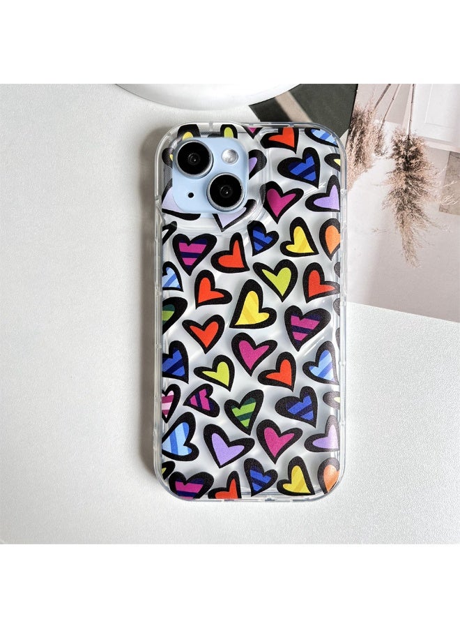 NIBEMINENT Colorful Love Hearts On The Screen Protective TPU Case Cover For iPhone 16 Clear - Image 1