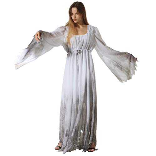 EraSpooky Women Gossamer Ghost Costume Gothic Victorian White Fancy Dress (Large) - Image 1