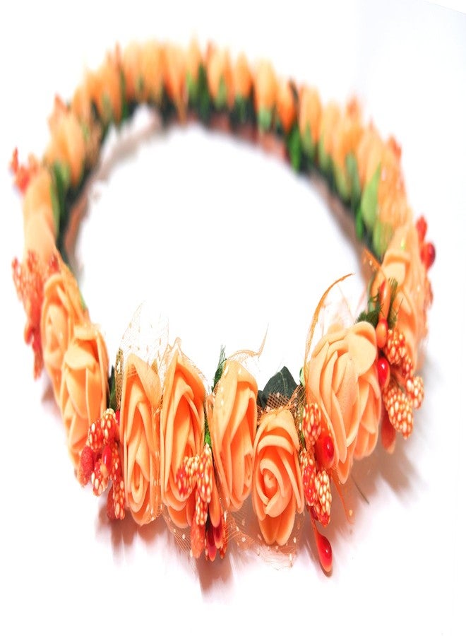 Loops n Knots Women's White n Pink Tiara/Crown/Headband For Girls & Women Hair Accessories For Birthday,Party & Wedding (Orange) - Image 1