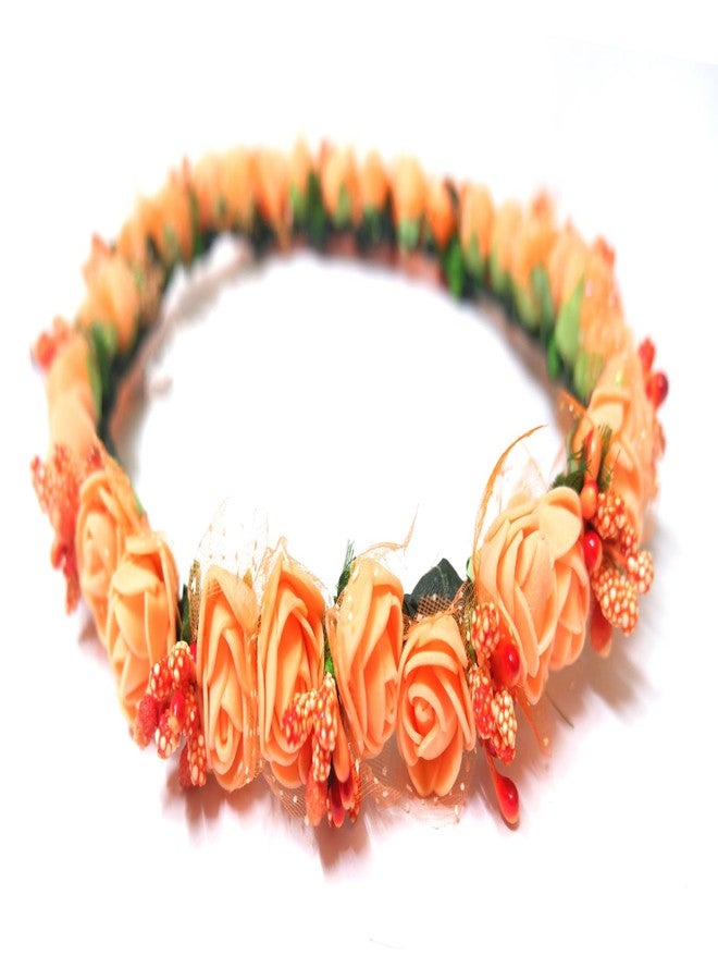 Loops n Knots Women's White n Pink Tiara/Crown/Headband For Girls & Women Hair Accessories For Birthday,Party & Wedding (Orange) - Image 3