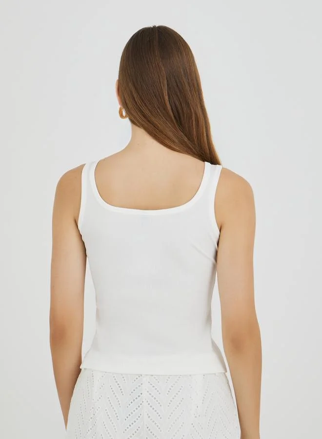 Take Two Take Two Embroidery Detail Square Neck Top