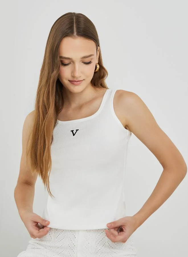 Take Two Take Two Embroidery Detail Square Neck Top