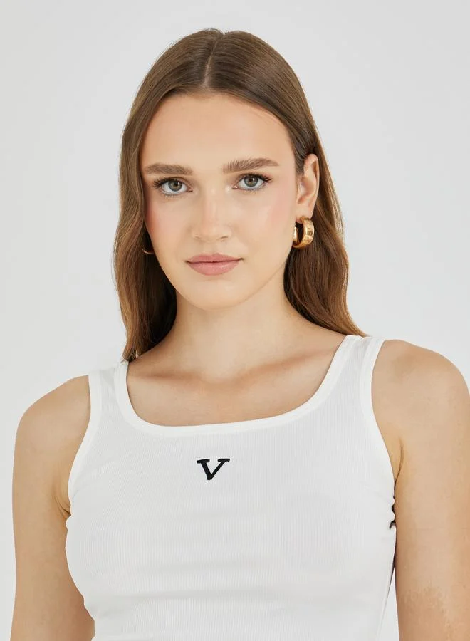 Take Two Take Two Embroidery Detail Square Neck Top