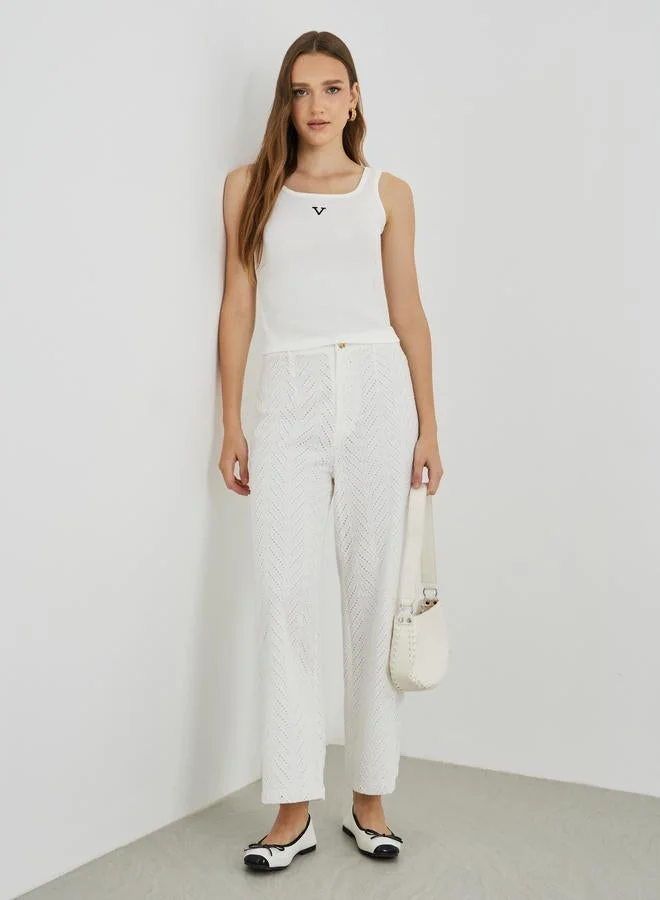 Take Two Take Two Embroidery Detail Square Neck Top