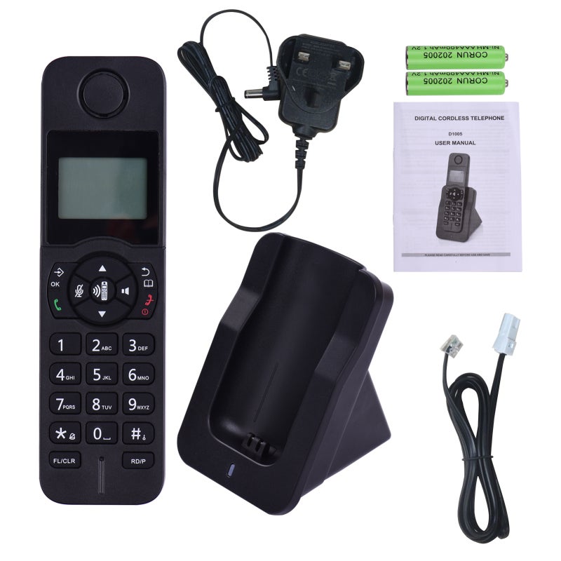 Cordless Phone: Black UK Plug, 3-Line LCD Display, Pre-Dial Edit Function - 50 Phone Book Memories, Multi-Handset Registration for Home Office & Family Use - Image 5