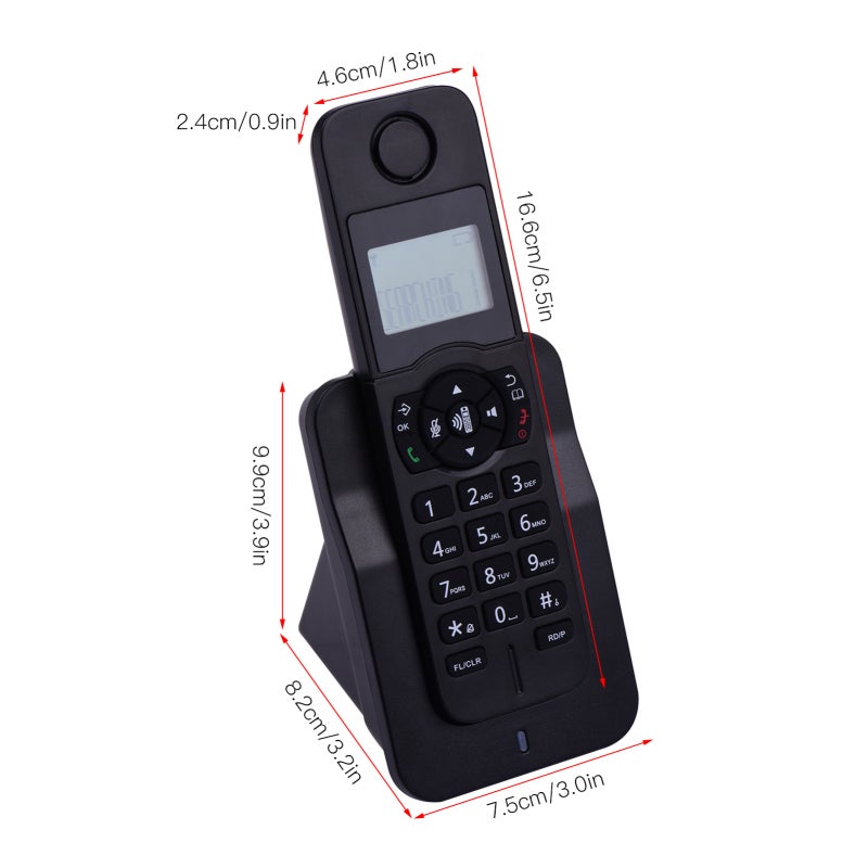 Cordless Phone: Black UK Plug, 3-Line LCD Display, Pre-Dial Edit Function - 50 Phone Book Memories, Multi-Handset Registration for Home Office & Family Use - Image 4
