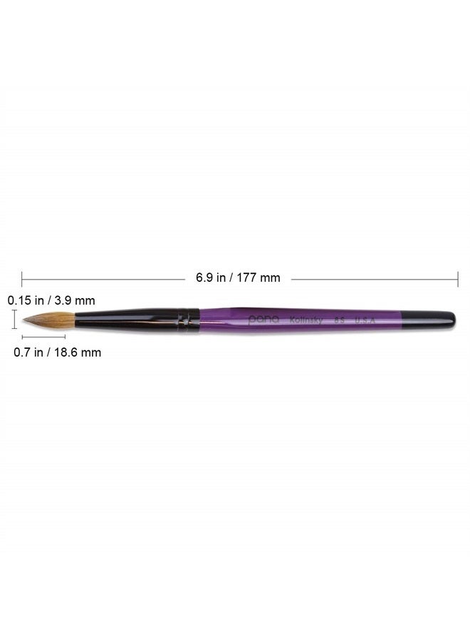 Pana Purple Wood Kolinsky Acrylic Nail Brush (Size: 6, 8, 10, 12, 14, 16, 18, 20, & 22) Kolinsky Hair (Size 8) - Image 2