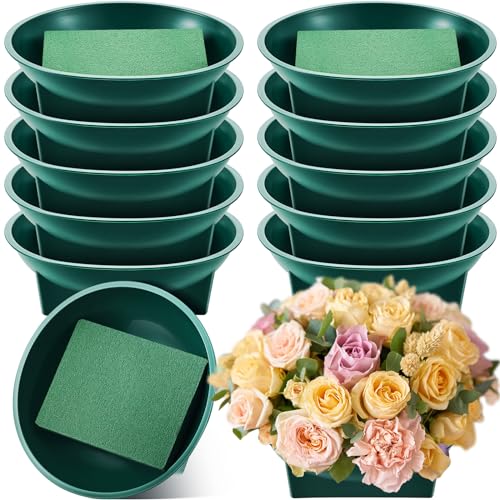 Sabary 12 Pack Large Size 6.3 Inch Floral Foam Round Bowls for Flower Arrangements Round Floral Supplies Flower Foam with Bowl Kit with Floral Foam Blocks for Table Party Wedding Festival Flower - Image 1