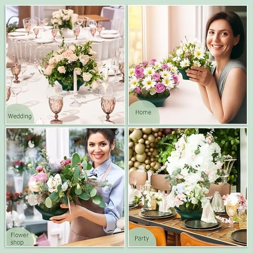 Sabary 12 Pack Large Size 6.3 Inch Floral Foam Round Bowls for Flower Arrangements Round Floral Supplies Flower Foam with Bowl Kit with Floral Foam Blocks for Table Party Wedding Festival Flower - Image 5