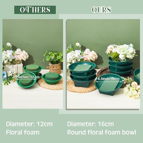 Sabary 12 Pack Large Size 6.3 Inch Floral Foam Round Bowls for Flower Arrangements Round Floral Supplies Flower Foam with Bowl Kit with Floral Foam Blocks for Table Party Wedding Festival Flower - Image 4
