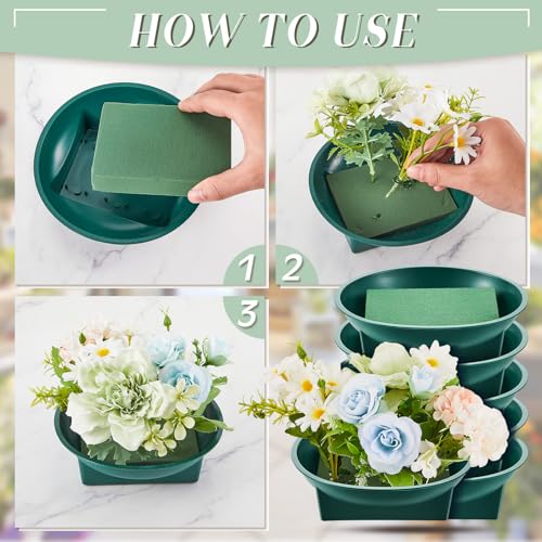 Sabary 12 Pack Large Size 6.3 Inch Floral Foam Round Bowls for Flower Arrangements Round Floral Supplies Flower Foam with Bowl Kit with Floral Foam Blocks for Table Party Wedding Festival Flower - Image 3