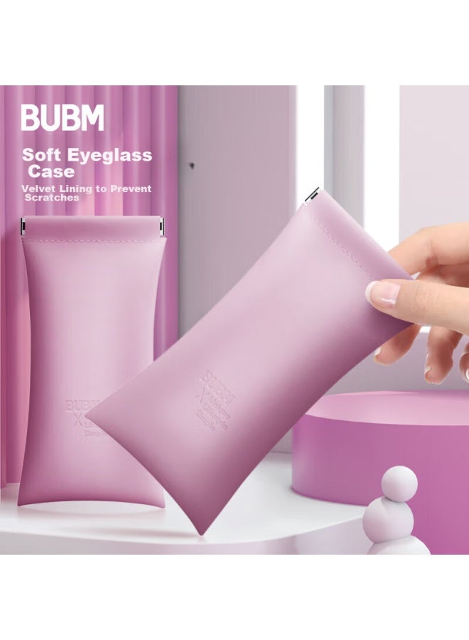 Bubm Eyegl Universal Storage Bag, Digital Portable Protective Case, Automatic Closure For Women, Reading Gl Storage, Myopia Eyeglass Case, Lipstick Compact Protective Box, Bm01271010 Purple Rose - Image 1