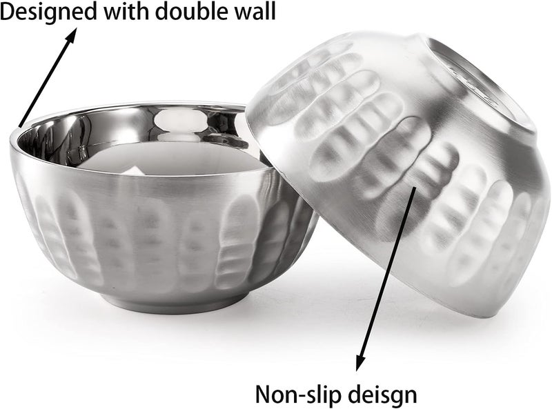 Cedilis 6 Pack Stainless Steel Cereal Bowls 28oz DoubleWalled Insulated Bowl Nonslip Serving Bowls for Mixing Salad Soup Dinner Dessert - Image 3