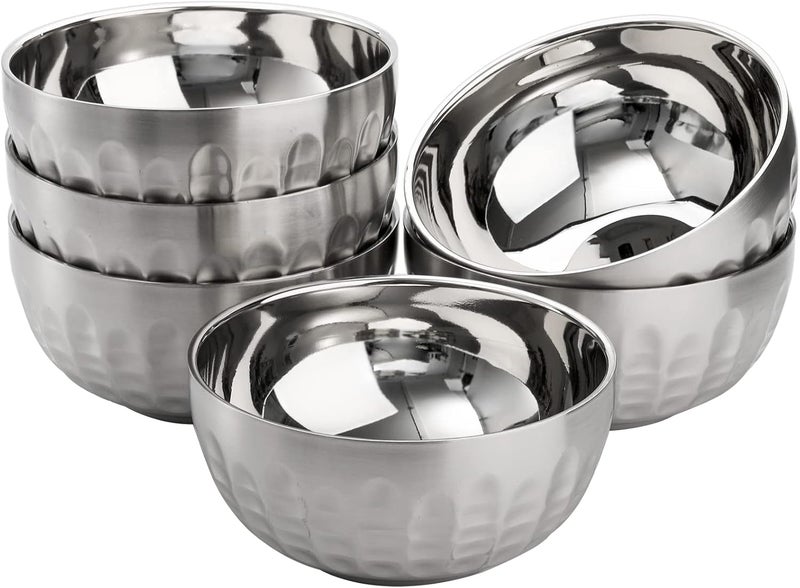 Cedilis 6 Pack Stainless Steel Cereal Bowls 28oz DoubleWalled Insulated Bowl Nonslip Serving Bowls for Mixing Salad Soup Dinner Dessert - Image 1