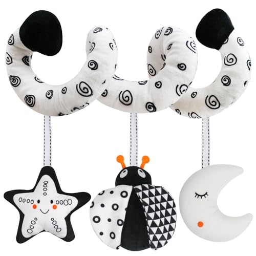 GKDOMS Baby Spiral Hanging Stroller and Car Seat Toys Black and White High Contrast Sensory Toy Newborn Plush Activity Toys Party Favors Quality Baby Shower Valentines Gifts - Image 1