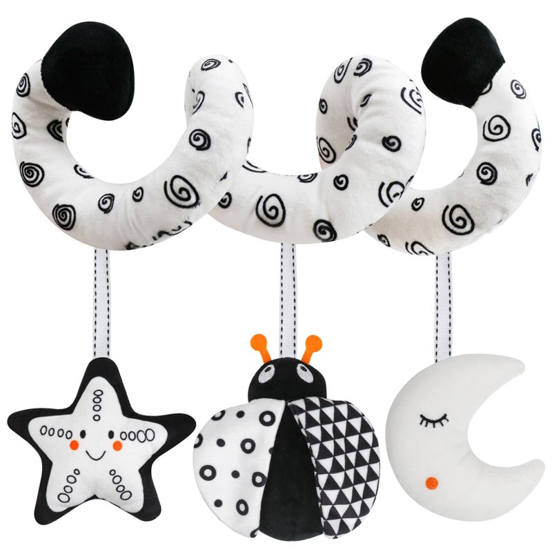 GKDOMS Baby Spiral Hanging Stroller and Car Seat Toys Black and White High Contrast Sensory Toy Newborn Plush Activity Toys Party Favors Quality Baby Shower Valentines Gifts - Image 2