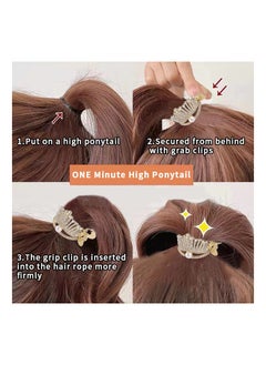 KASTWAVE Rhinestone Shark Hair Clips for High Ponytail, Hair Claws High Ponytail Clip Fixed Hairpin Claw Clip Advanced Sense Hair Fashionable Accessories for Women Girls Girlfriend, Gold (Pack of 3)  - Image 5