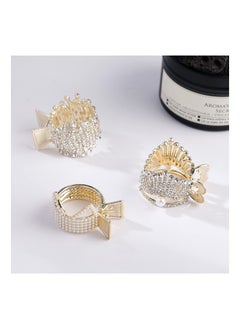 KASTWAVE Rhinestone Shark Hair Clips for High Ponytail, Hair Claws High Ponytail Clip Fixed Hairpin Claw Clip Advanced Sense Hair Fashionable Accessories for Women Girls Girlfriend, Gold (Pack of 3)  - Image 4