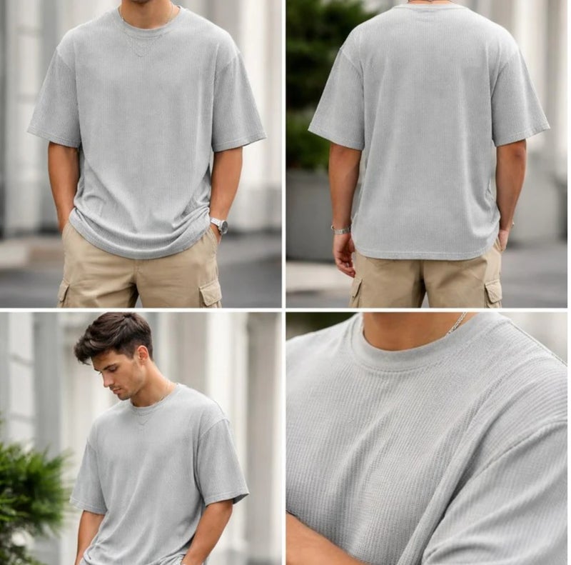 Aroma Aura Men’s Silver Mesh T-Shirt - Image 1