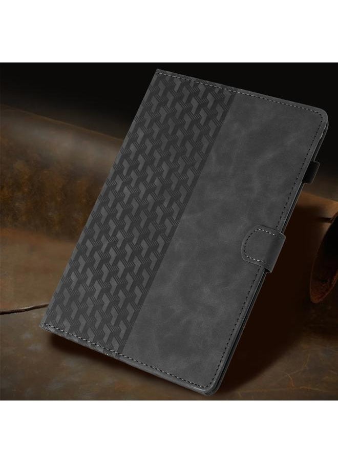 Samsung Galaxy Tab A9 Plus Building Blocks Embossed Leather Smart Tablet Case Black